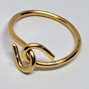 Handcrafted Brass Love Hook Ring Size 9